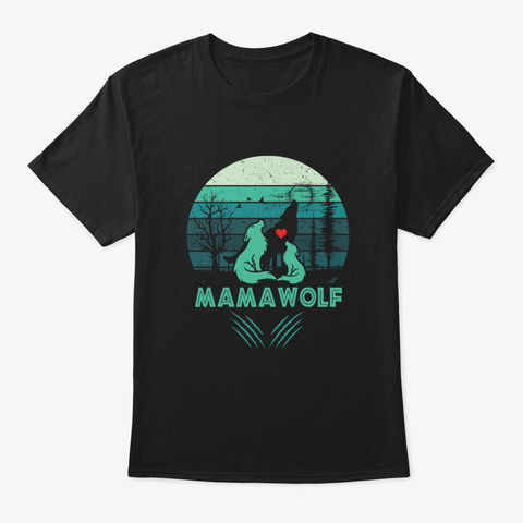 Mama Wolf Black T-Shirt Front
