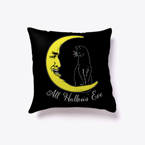 All Hallows' Eve Cat And Moon Pillow Black Camiseta Front
