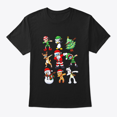 Christmas Shirt For Kids Boys Dabbing Black T-Shirt Front