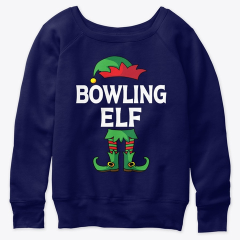 Bowling Elf Matching Family Christmas Navy  T-Shirt Front