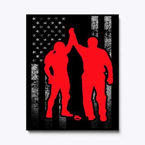 Women's Wrestling Flag Canvas Art Print Black T-Shirt Front