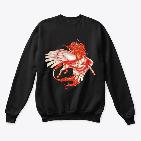 Red Pegasus Art Black T-Shirt Front
