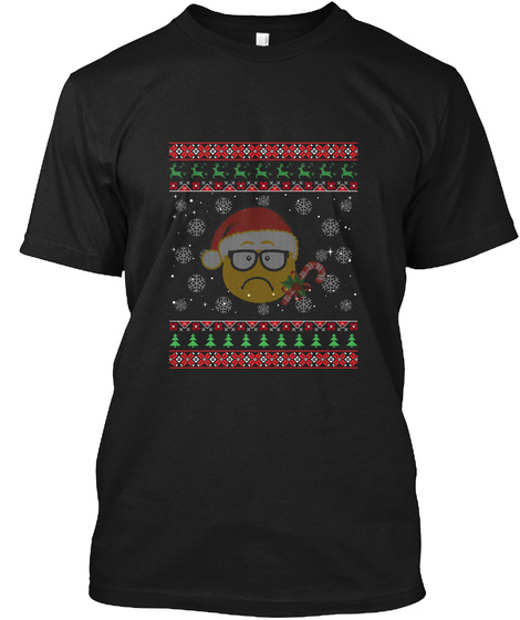 Nerd Emoji With Santa Hat Ugly Christmas