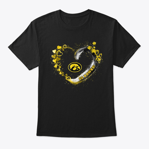 Iowa Hawkeyes Beautiful Heart T Shirt   Black T-Shirt Front