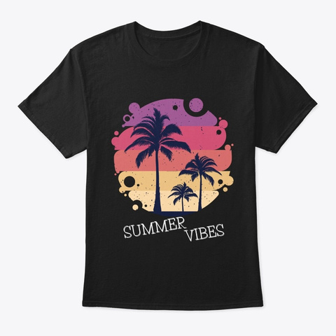 Palm Tree Sunset  Black T-Shirt Front