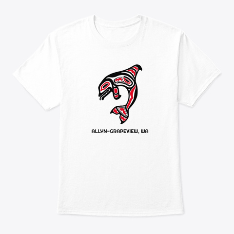 Allyn Grapeview Wa Orca Killer Whale White áo T-Shirt Front