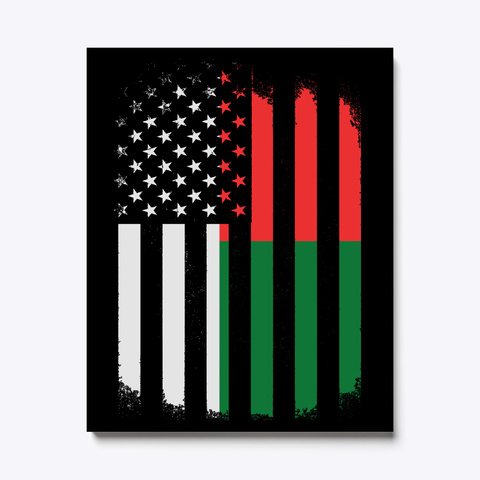 Malagasy American Flag Heritage Art Black T-Shirt Front
