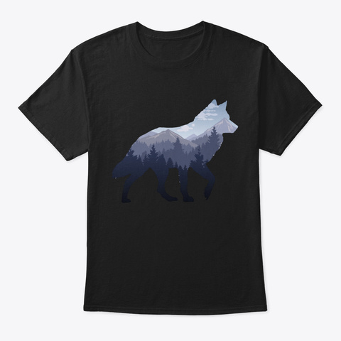 Lone Wolf Survives The Mountain Black T-Shirt Front
