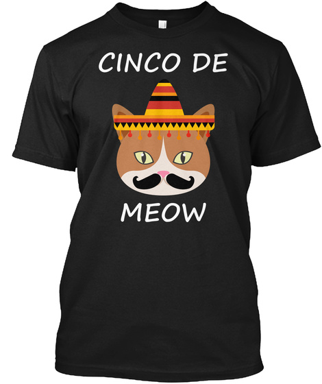 Cinco De Meow Black T-Shirt Front