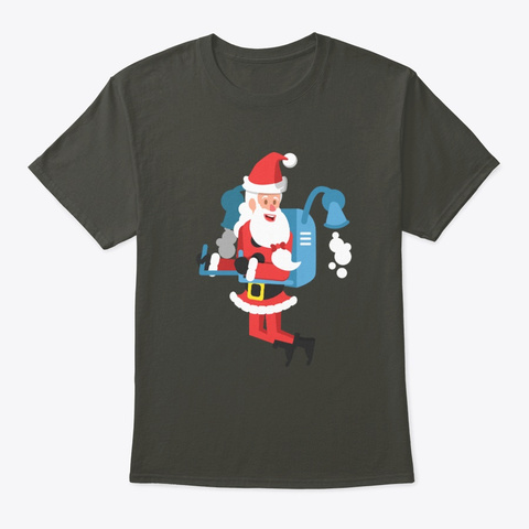 Santa In Red Hat & Costume Uses Jet Smoke Gray T-Shirt Front