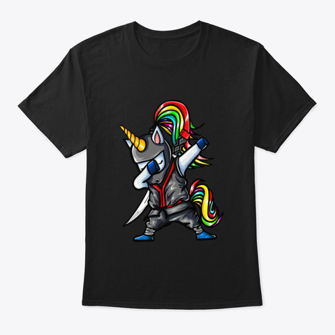 Dabbing Ninja Unicorn Dab Funny Gift Ide Black Camiseta Front