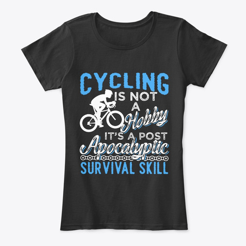 Awesome Cycling Survival Skill Black T-Shirt Front