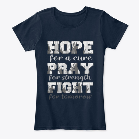 Hope  Pray Fight Brain Cancer New Navy T-Shirt Front