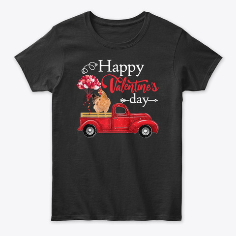 Happy Valentine's Day Truck Chicken Tee Black T-Shirt Front