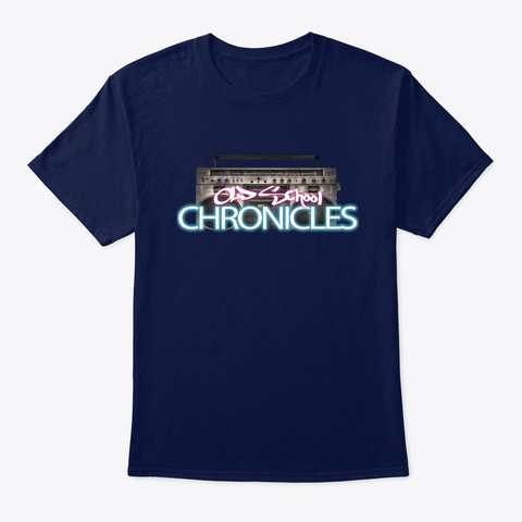 Old School Chronicle On A Boombox Navy T-Shirt Front