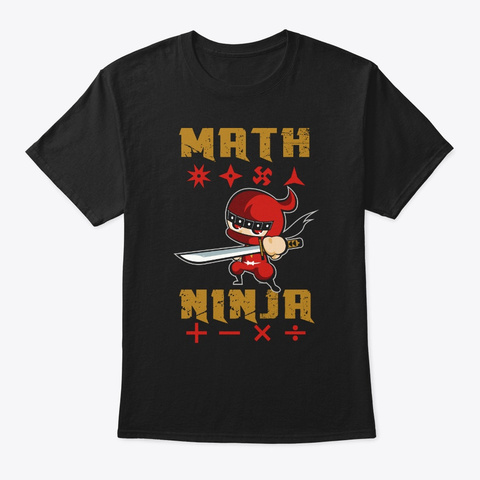 Cool Real Math Ninja Kids Shirt Black T-Shirt Front
