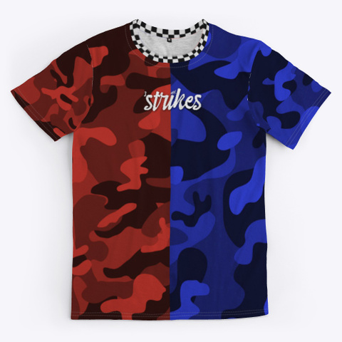 3 Strikes Split Red &Amp; Blue Camo Black T-Shirt Front