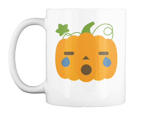 Mug   Pumpkin Emoji Teary Eyes And Sad Look White T-Shirt Front
