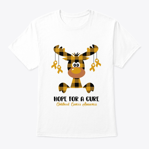 Reindeer Christmas Childhood Cancer Hope White T-Shirt Front