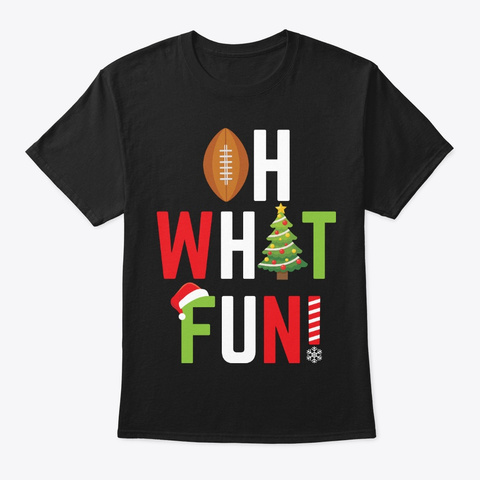 American Football Oh What Fun Holiday Black T-Shirt Front
