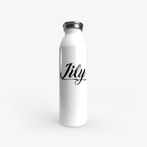"Lily 1" Stainless Steel Water Bottle White T-Shirt Front