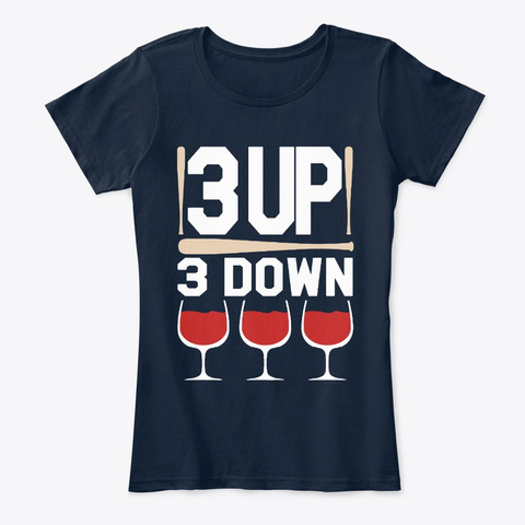 Baseball Mom Little League Wine T Shirt New Navy T-Shirt Front