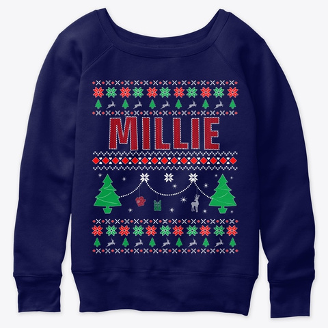 Ugly Xmas Themed Gift For Millie Navy  T-Shirt Front