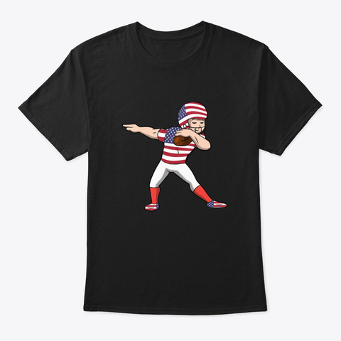 Dabbing Football  Usa Flag Dab Boy Dance Black T-Shirt Front