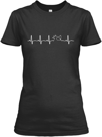 Limited Edition   Sewing Heartbeat Black T-Shirt Front