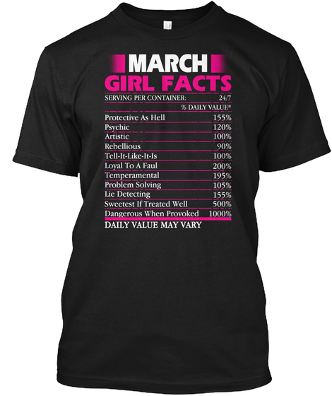 Womens March Birthday Girl Fact Shirt