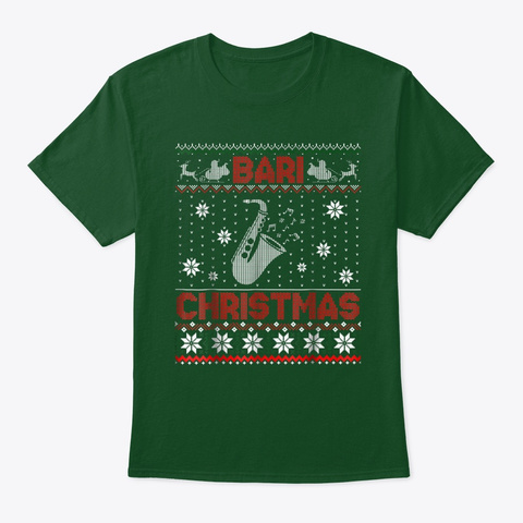 Baritone Saxophone Lover Christmas Deep Forest T-Shirt Front