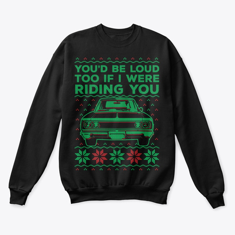 Classic Car Lover Ugly Christmas Sweater Black T-Shirt Front