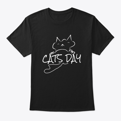 Cats Day Black T-Shirt Front