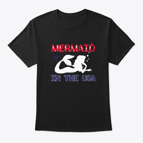 Mermaid In The Usa Funny 4 Th Of July Nov Black Kaos Front