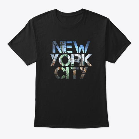 Vintage New York City  Usa Flag America Black T-Shirt Front