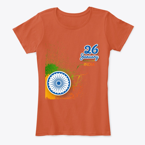 India Republic Day Deep Orange T-Shirt Front