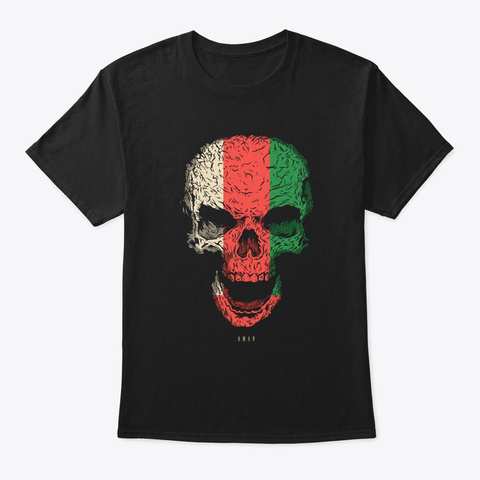 Skull Oman Flag Skeleton Black T-Shirt Front