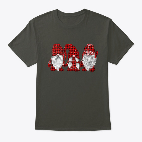 Hanging With Red Gnomies Buffalo Plaid Smoke Gray T-Shirt Front