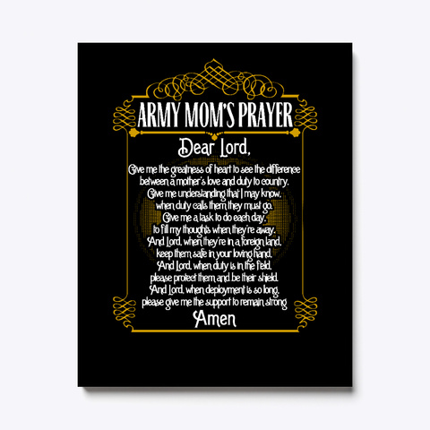 Army Mom Prayer Canvas Art Black T-Shirt Front