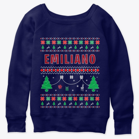 Ugly Christmas Themed Gift For Emiliano Navy  T-Shirt Front
