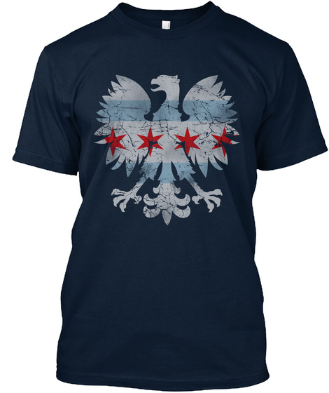  Polish Eagle Chicago Flag New Navy T-Shirt Front