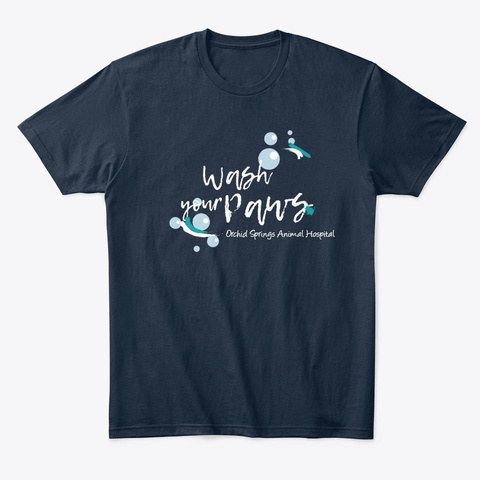 Wash Your Paws   White Text New Navy T-Shirt Front