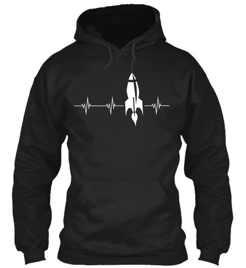 Rocket Heartbeat Black T-Shirt Front
