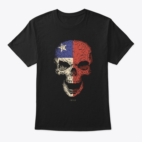 Skull Chile Flag Skeleton Black T-Shirt Front