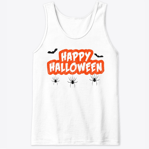 Happy Halloween Bats And Spiders White T-Shirt Front