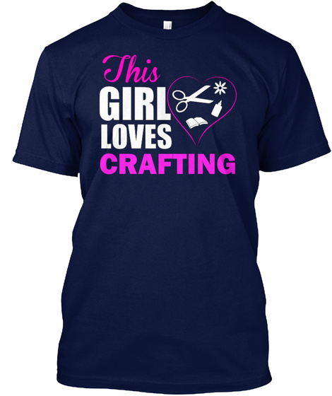 This Girl Loves Crafting Navy Camiseta Front