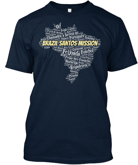 Oi! Chamados A Servir Oi! Brazil Santos Mission Feijoada Futebol New Navy T-Shirt Front