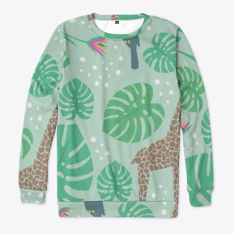 Green Giraffes Palm Leaves Sweatshirt Standard Camiseta Front