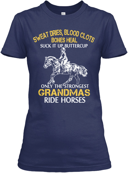 Strong Horse Grandma Navy T-Shirt Front