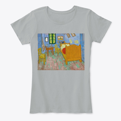 The Bedroom (1889) By Vincent Van Gogh Grey T-Shirt Front